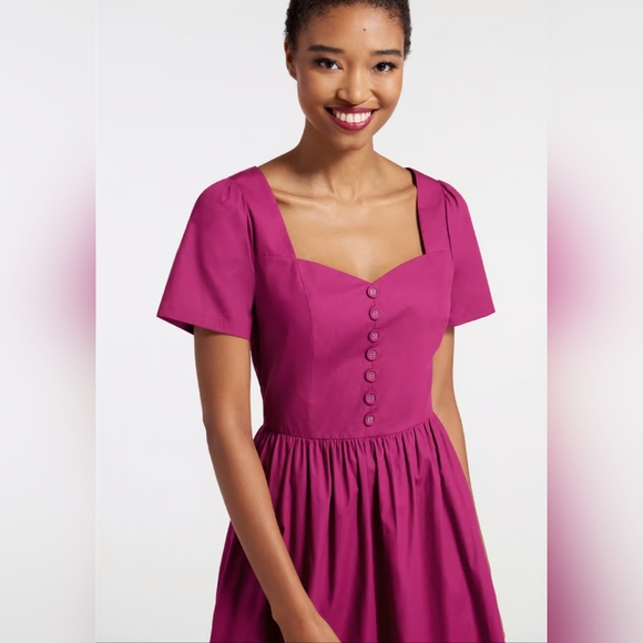 NWT Modcloth Raspberry Fit and Flare Dress - Picture 3 of 5